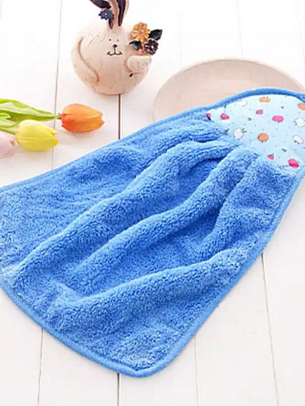 Anna Apple Decorative Fingertip Towel with Hanging Loop Sky Blue Gift Packaged